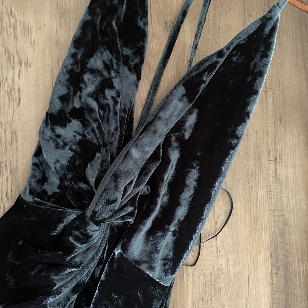 Mini velvet plunge dress